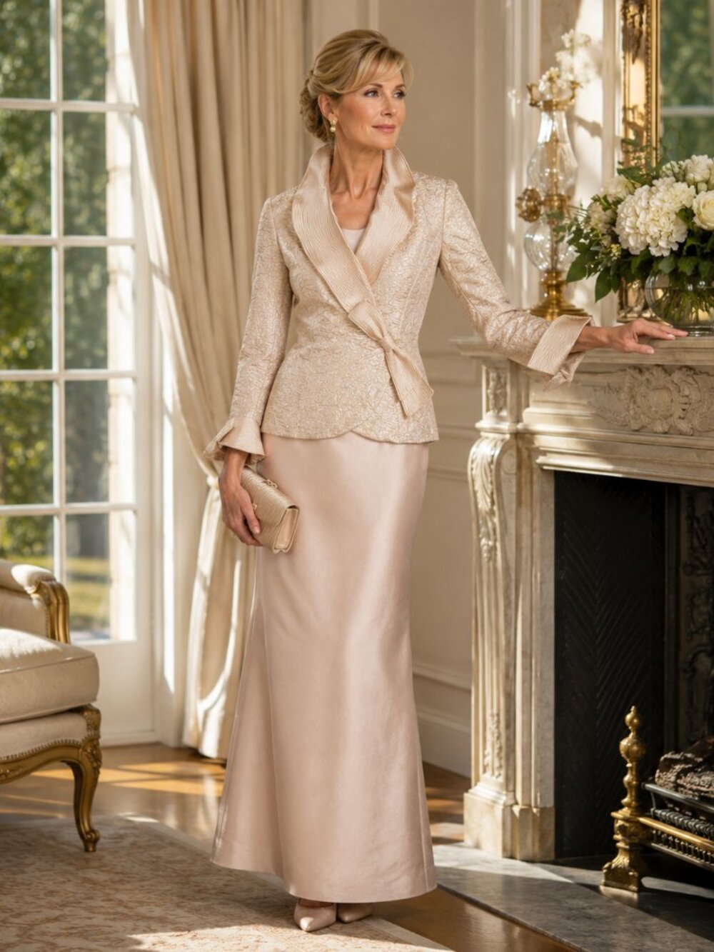 Frascara Toronto Champagne Mother of Bride Formal Skirt Suit Size 10